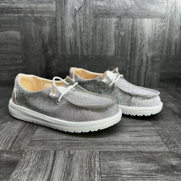 Hey Dude Wendy Glitter Girls size 13 Slip On Lightweight Shoes - Picture 5 of 8